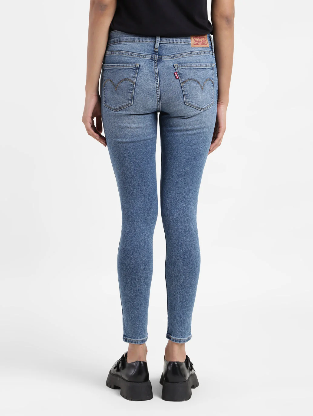 Women's 710 Blue Skinny Fit Mid Rise Jeans - Image 3