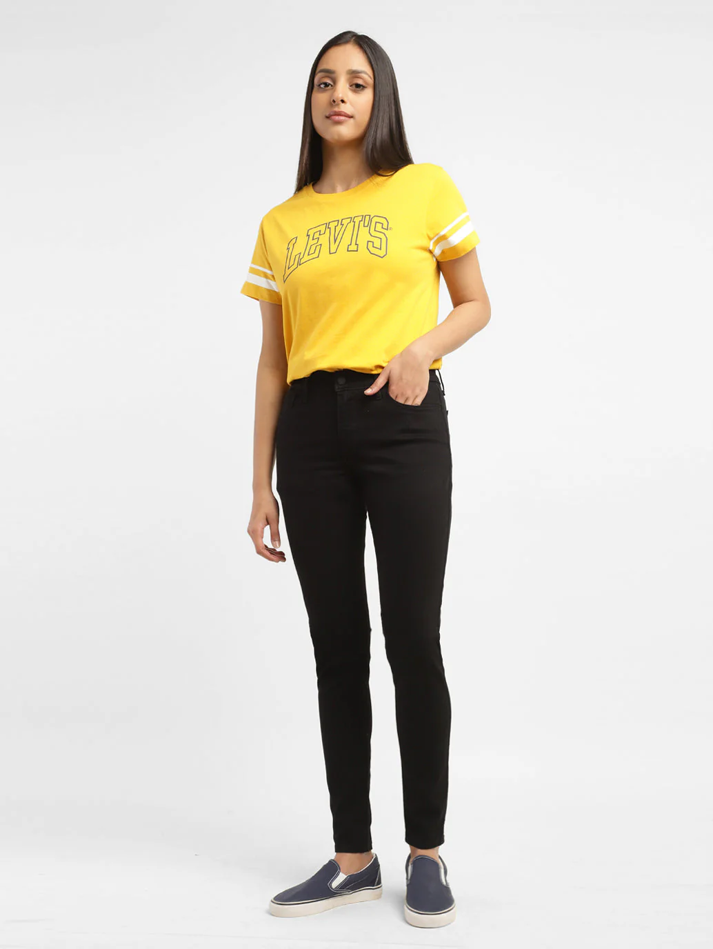 Women's 710 Black Skinny Fit Mid Rise Jeans