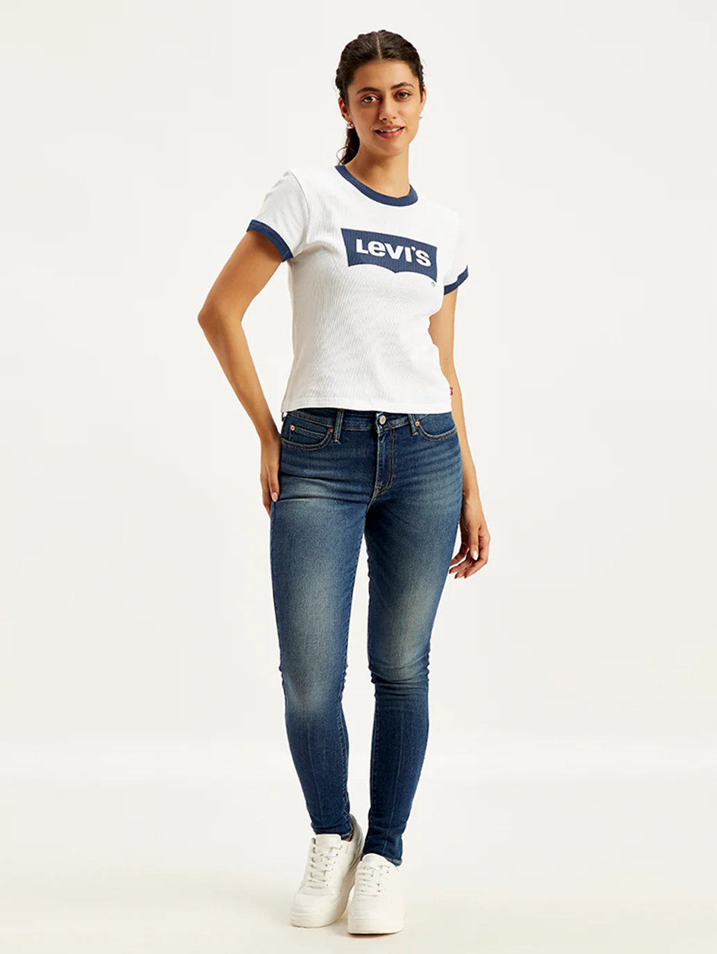Women's 711 Blue Skinny Fit Mid Rise Jeans - Image 3