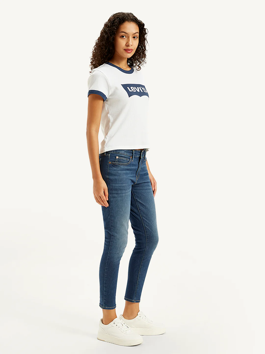 Women's 711 Blue Skinny Fit Mid Rise Jeans - Image 3