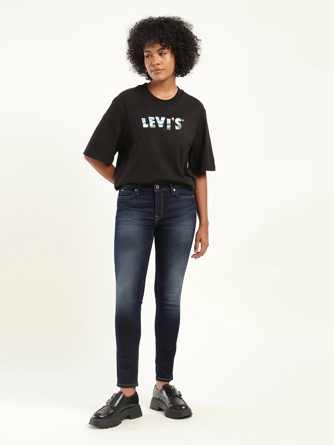 Women's 711 Blue Skinny Fit Mid Rise Jeans - Image 2