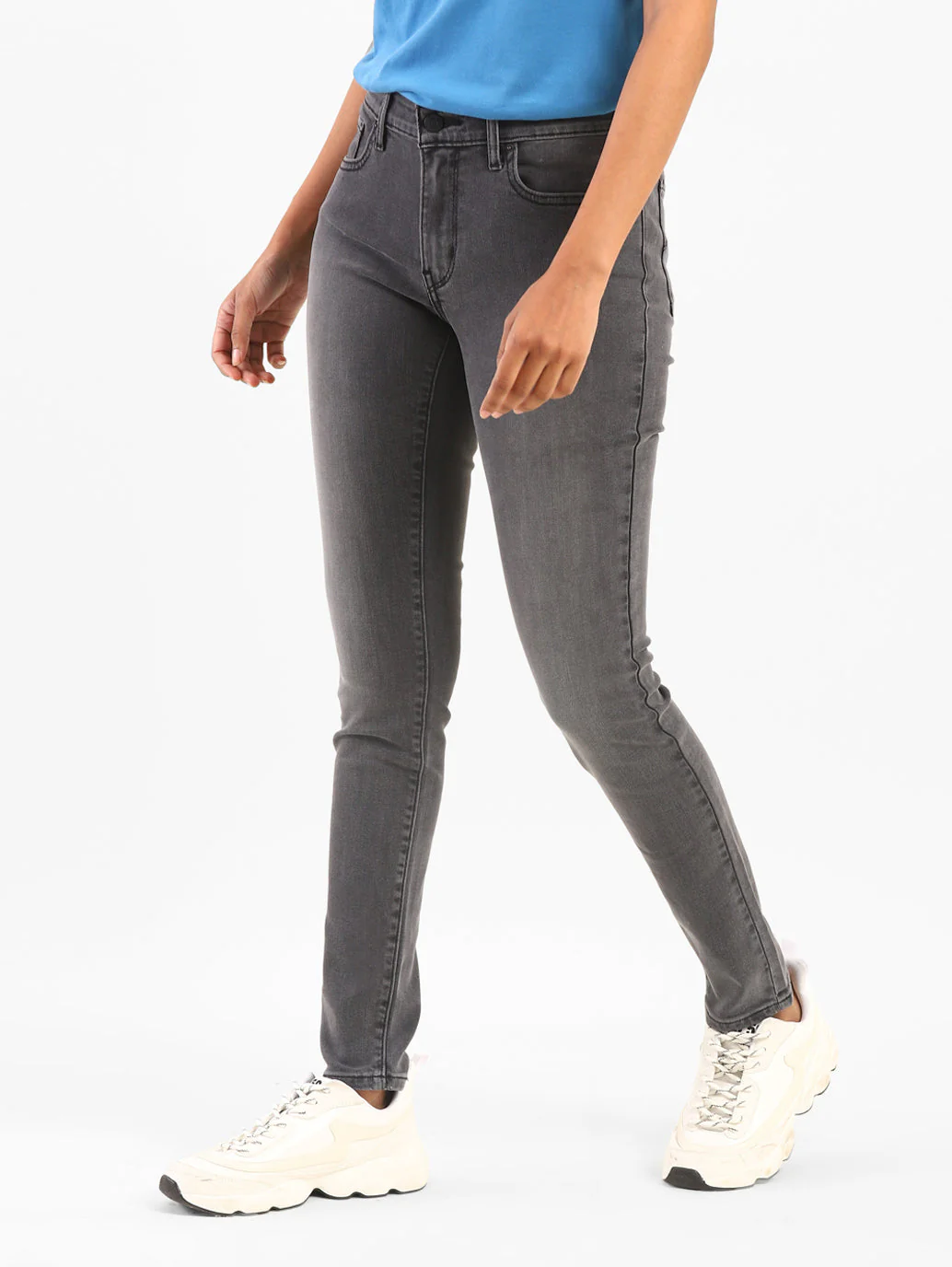 Women's 711 Grey Skinny Fit Mid Rise Jeans - Image 3
