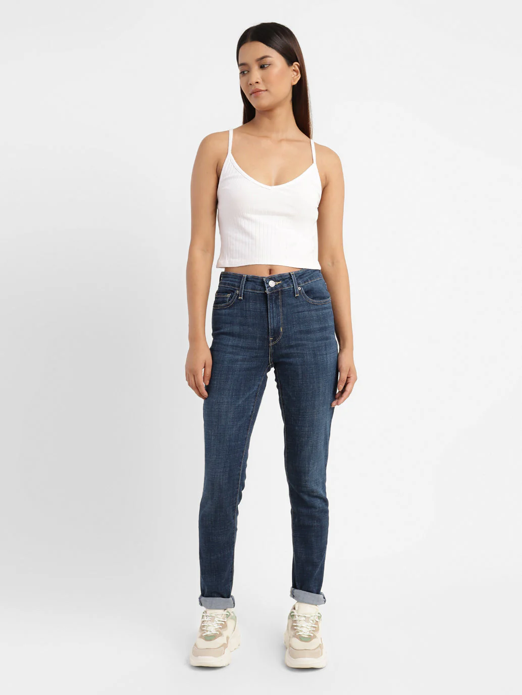 Women's 711 Blue Skinny Fit Mid Rise Jeans - Image 5