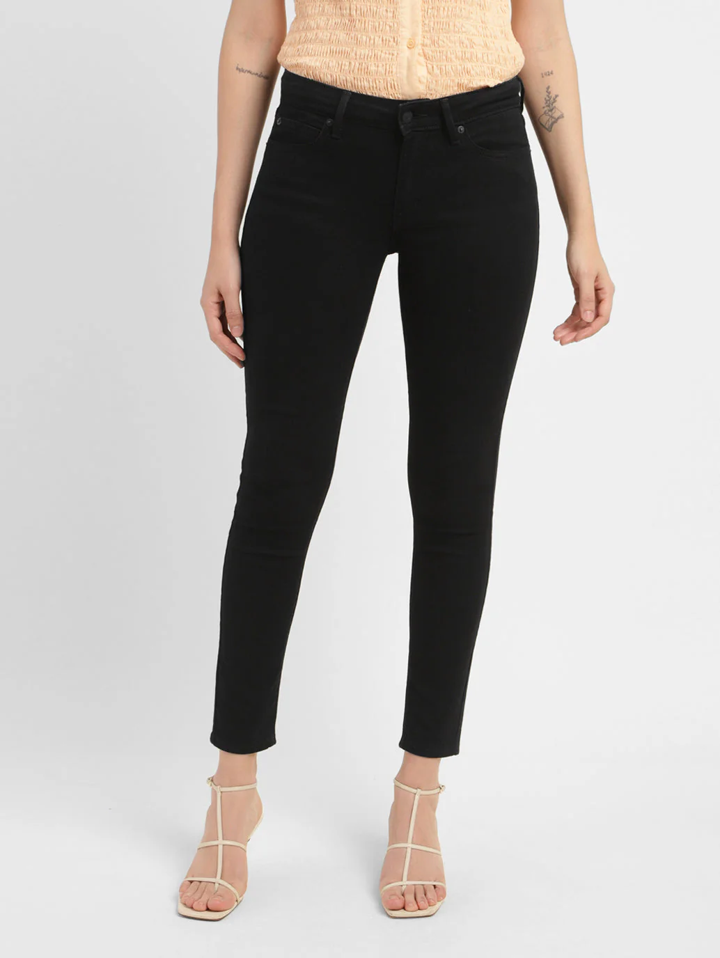 Women's 711 Black Skinny Fit Mid Rise Jeans - Image 2