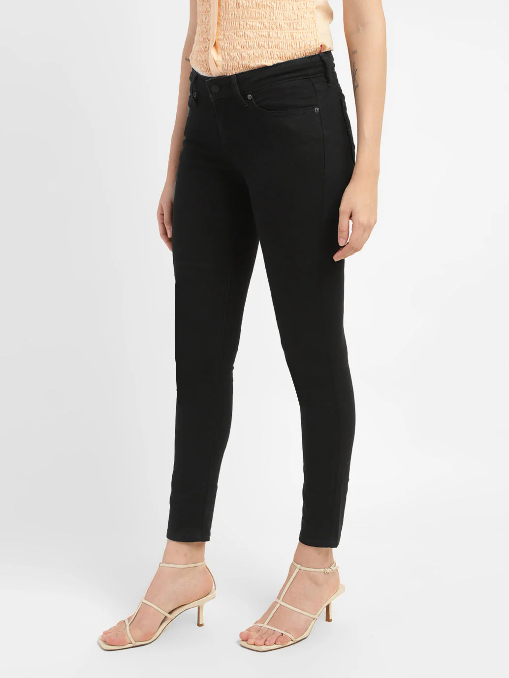 Women's 711 Black Skinny Fit Mid Rise Jeans - Image 4