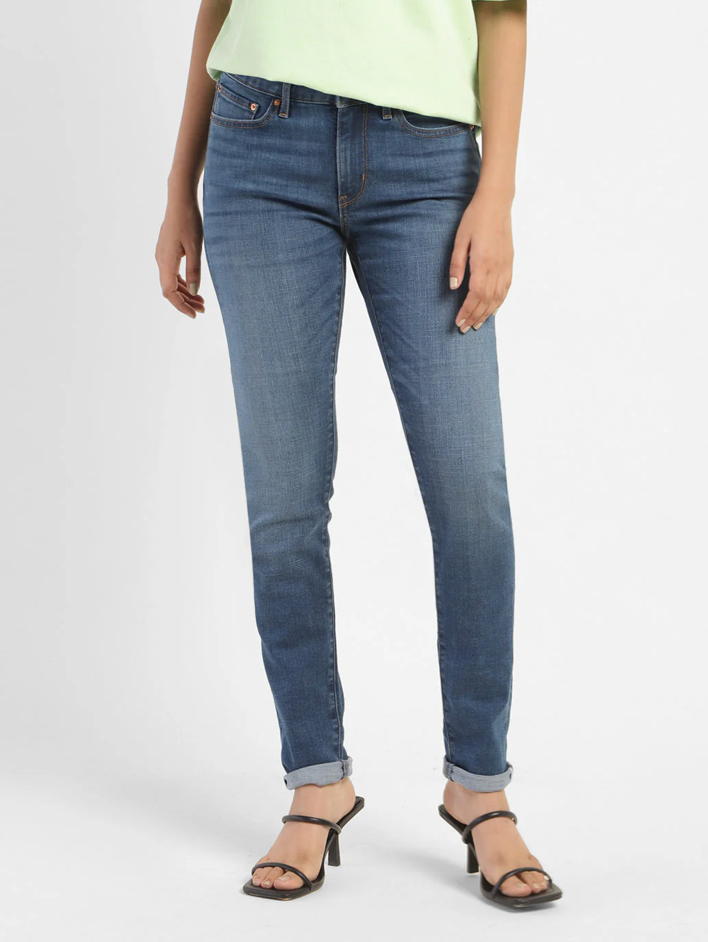 Women's 711 Blue Skinny Fit Mid Rise Jeans - Image 2