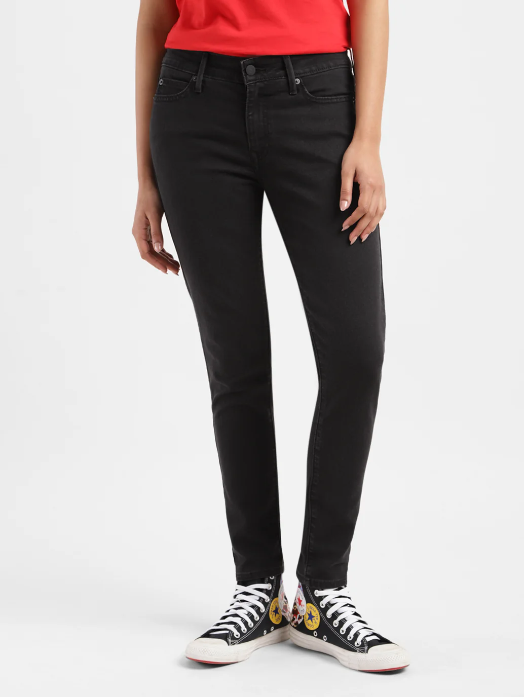 Women's 711 Black Skinny Fit Mid Rise Jeans - Image 2