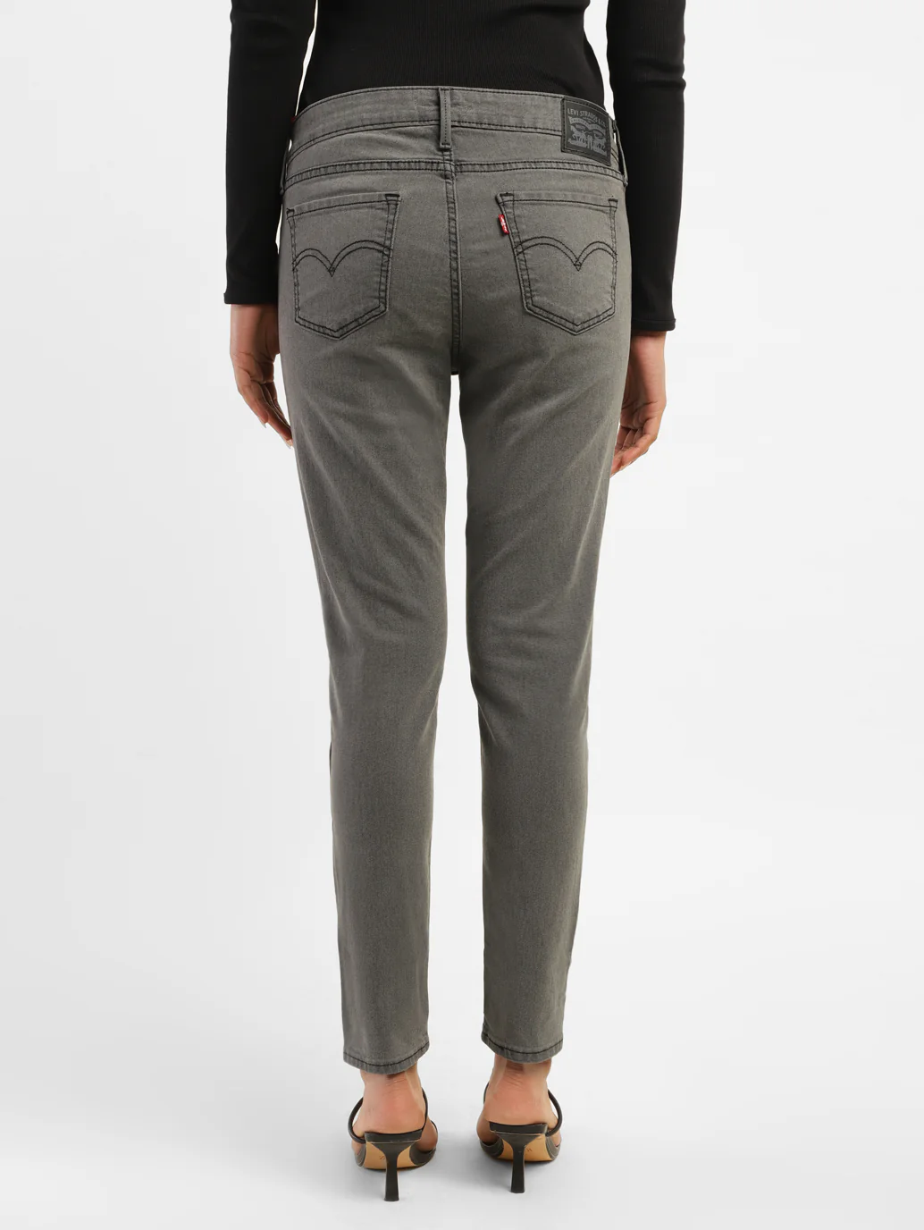 Women's 711 Grey Skinny Fit Mid Rise Jeans - Image 3