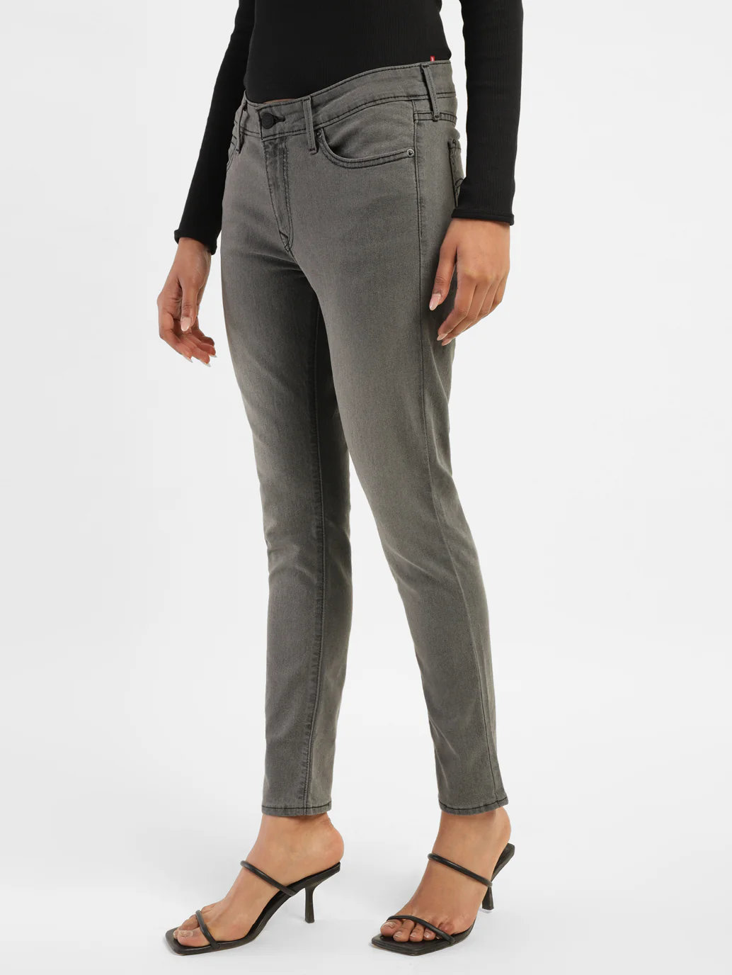 Women's 711 Grey Skinny Fit Mid Rise Jeans - Image 4