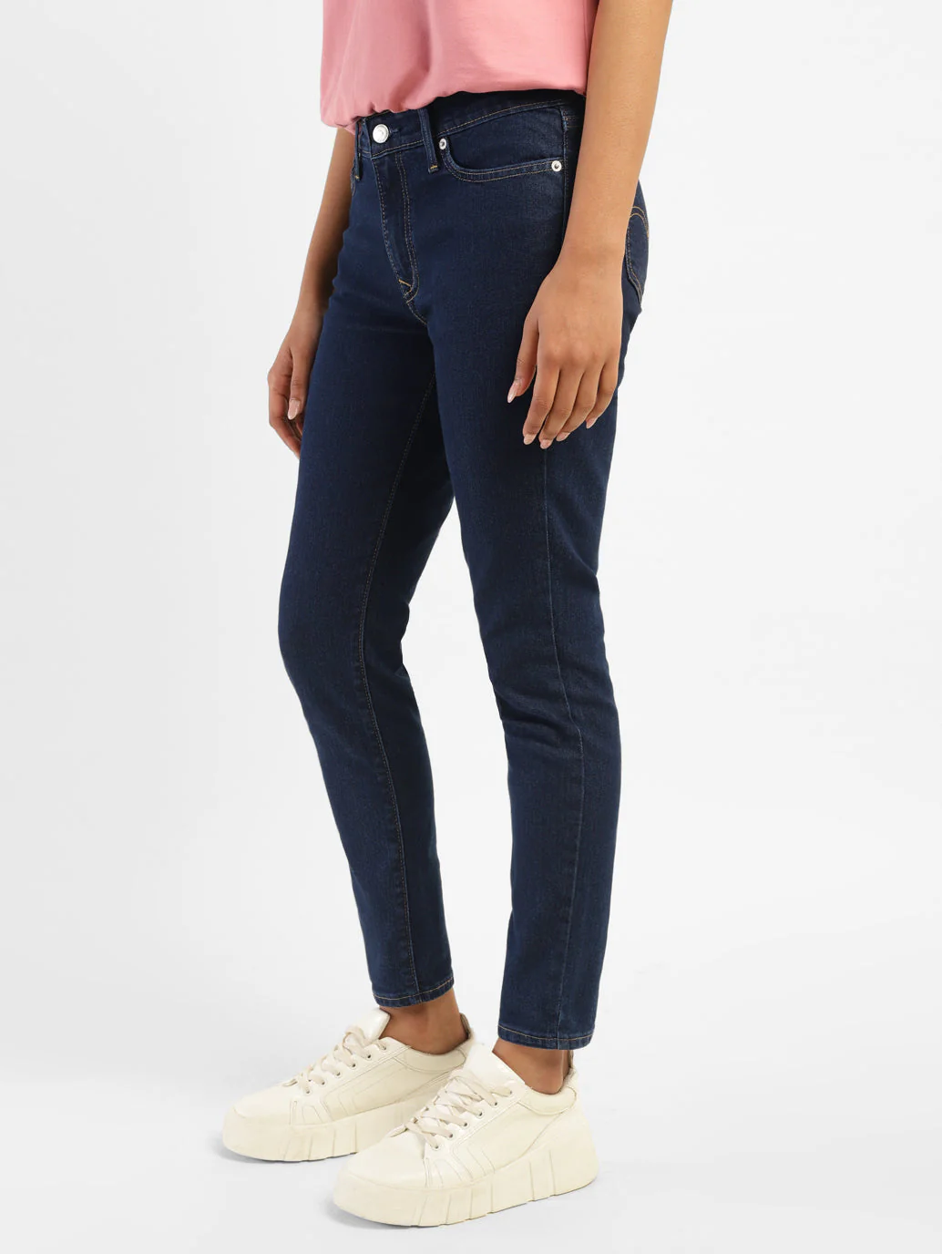 Women's 711 Navy Blue Skinny Fit Mid Rise Jeans - Image 4