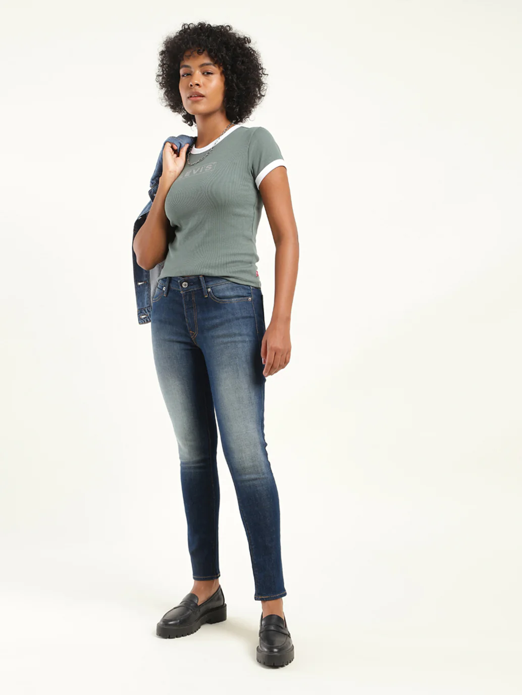 Women's 711 Blue Skinny Fit Mid Rise Jeans