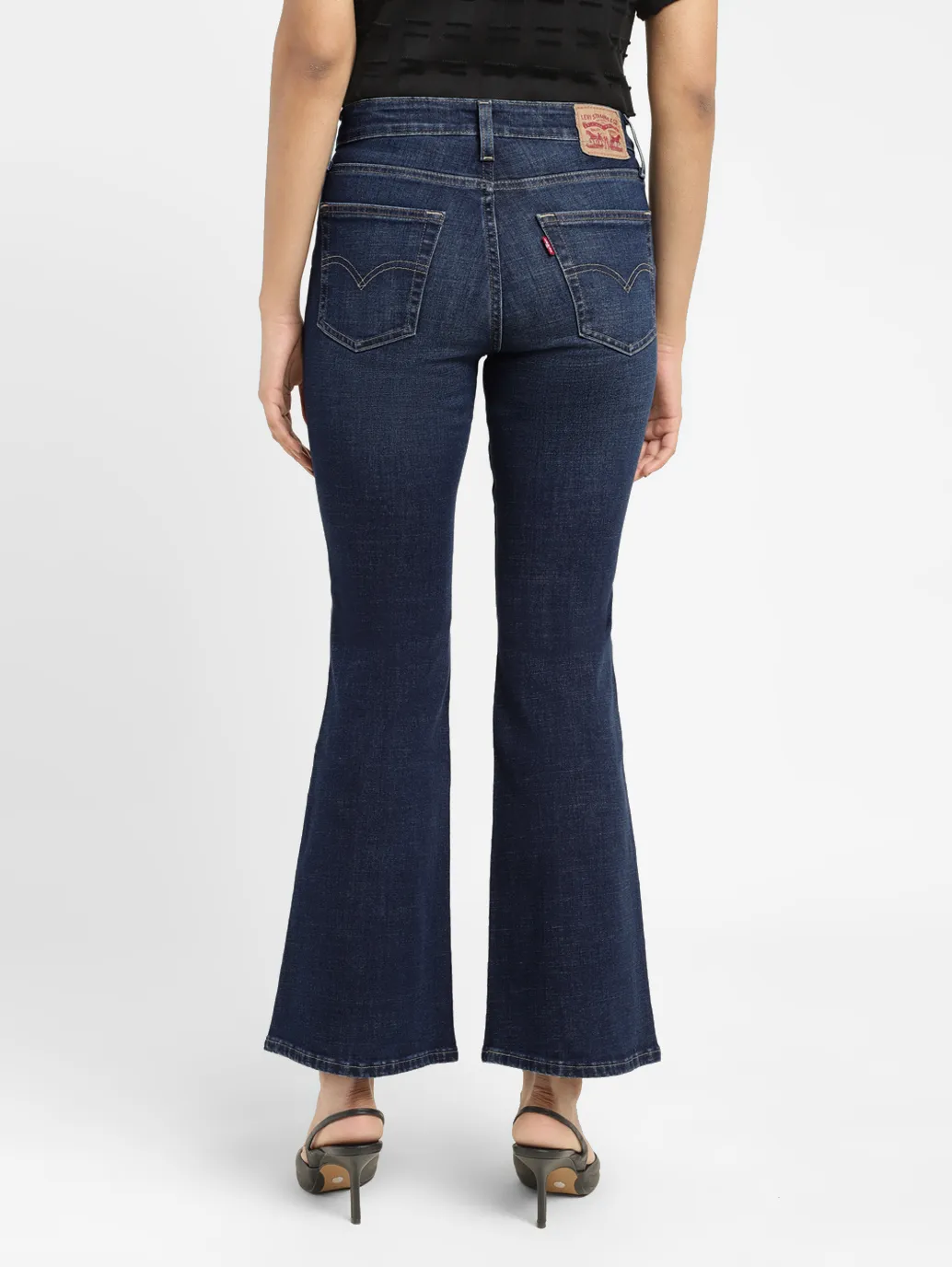 Women's 726 Blue Flared Fit Mid Rise Jeans - Image 3