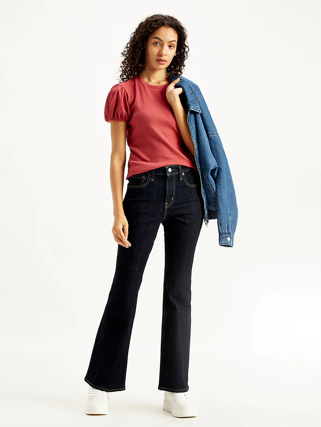 Women's 726 Navy Blue Flared Fit Mid Rise Jeans