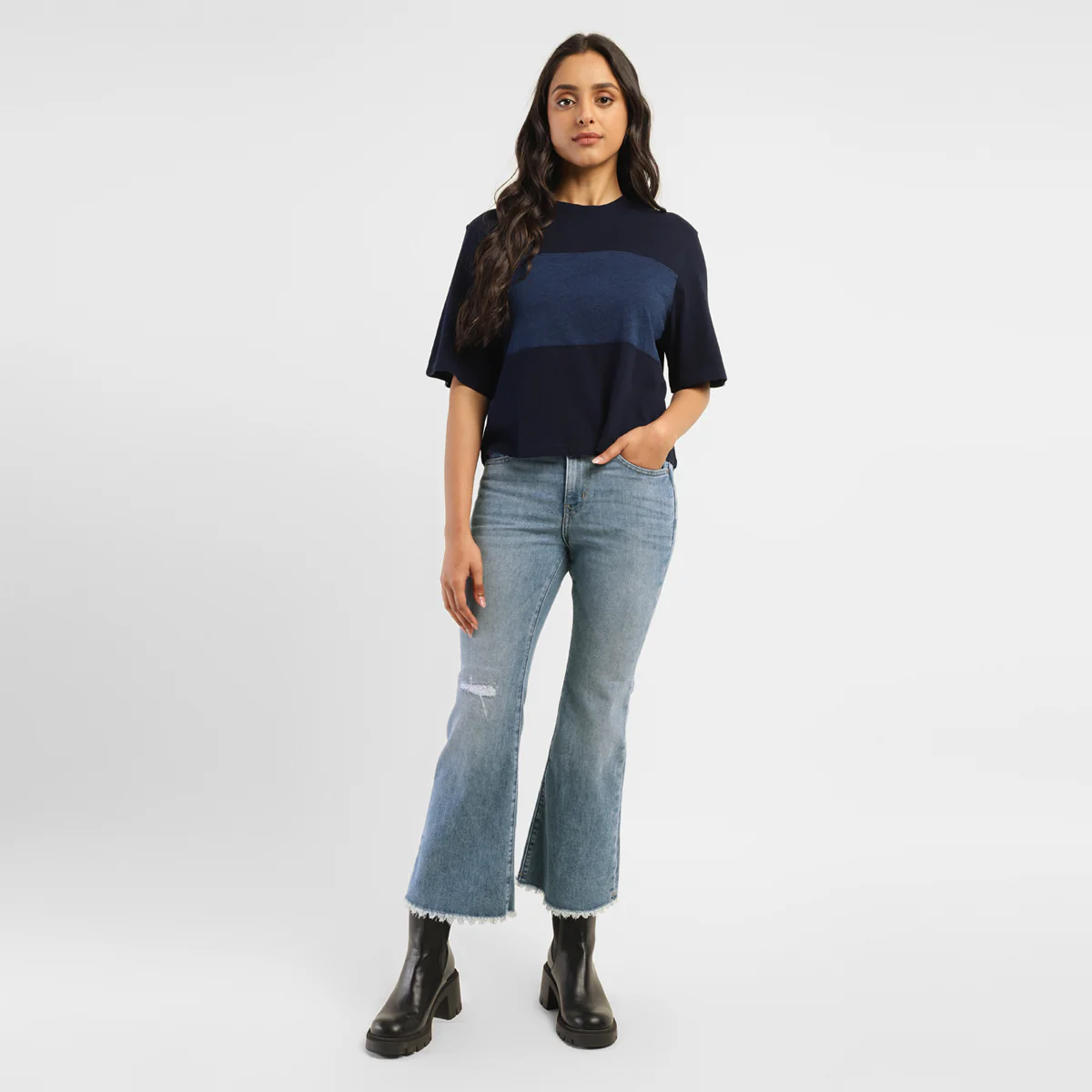Women's 726 Blue Flared Fit Mid Rise Jeans - Image 8