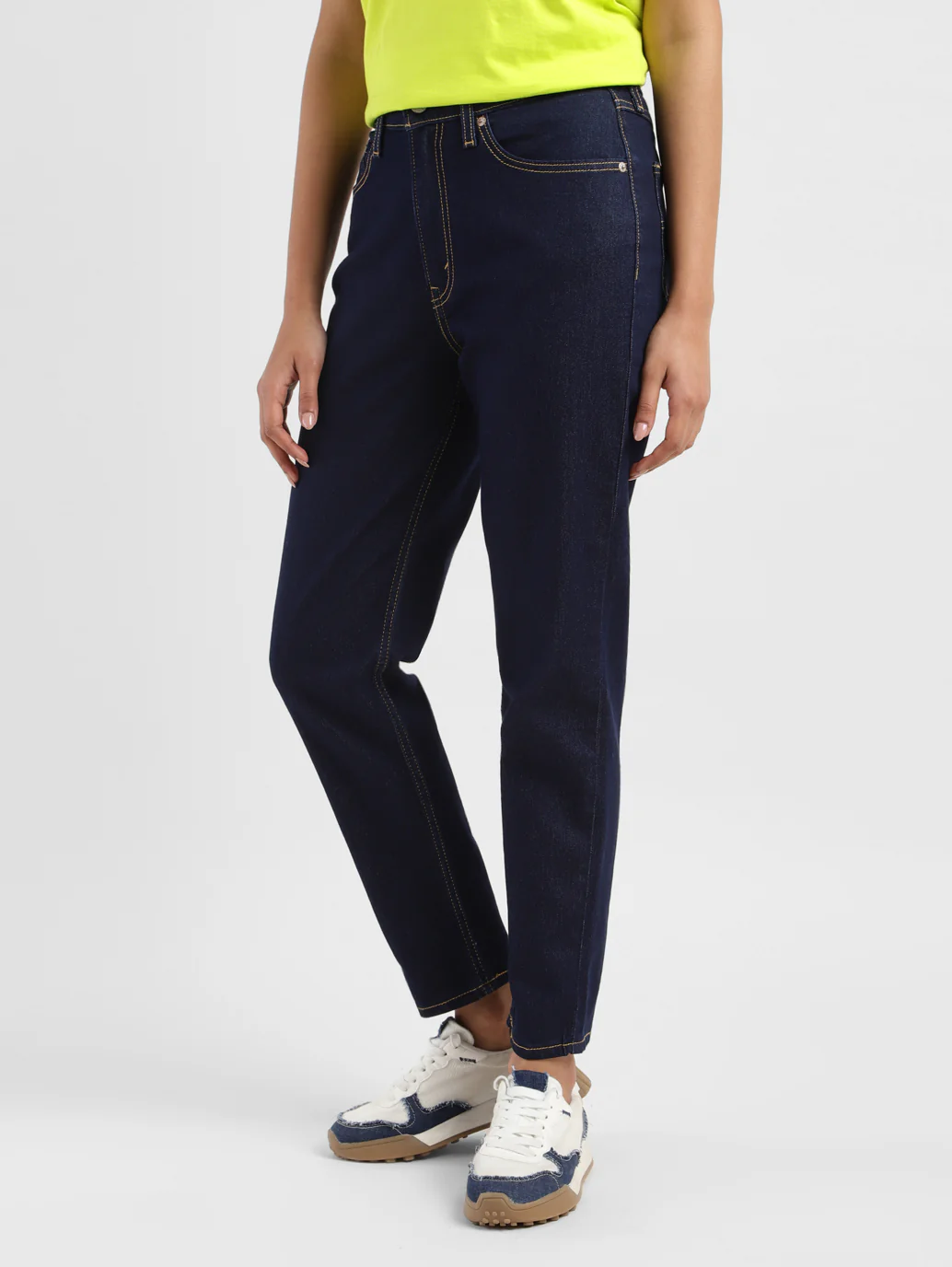 Women's 80s Mom Navy Blue Loose Fit Mid Rise Jeans - Image 4
