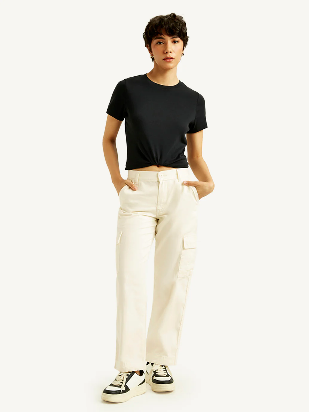Women's 94 Cream Baggy Fit Mid Rise Jeans
