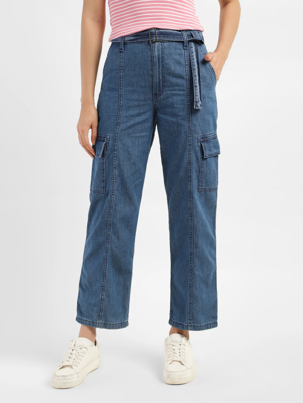 Women's 94 Blue Baggy Fit Mid Rise Jeans - Image 8