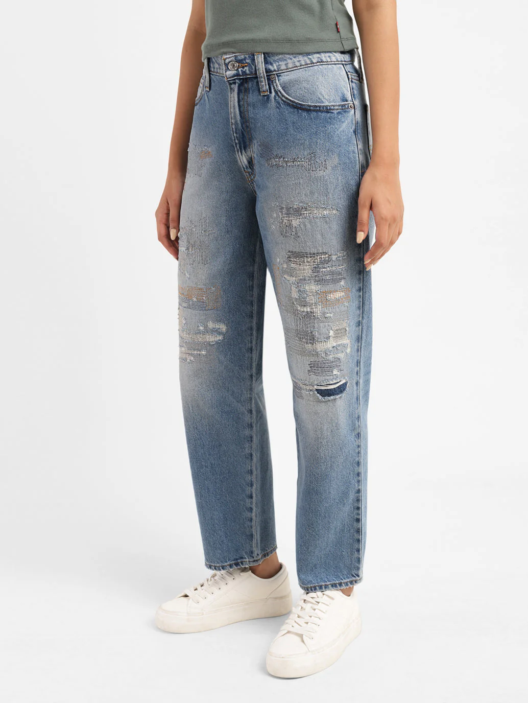 Women's 94 Blue Baggy Fit Mid Rise Jeans - Image 6