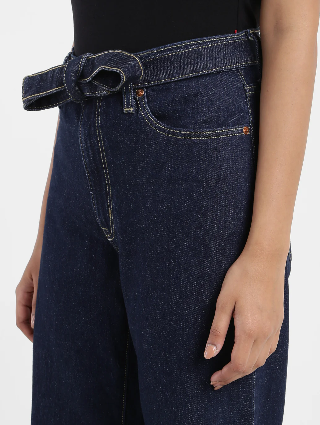 Women's 94 Navy Blue Baggy Fit Mid Rise Jeans - Image 7