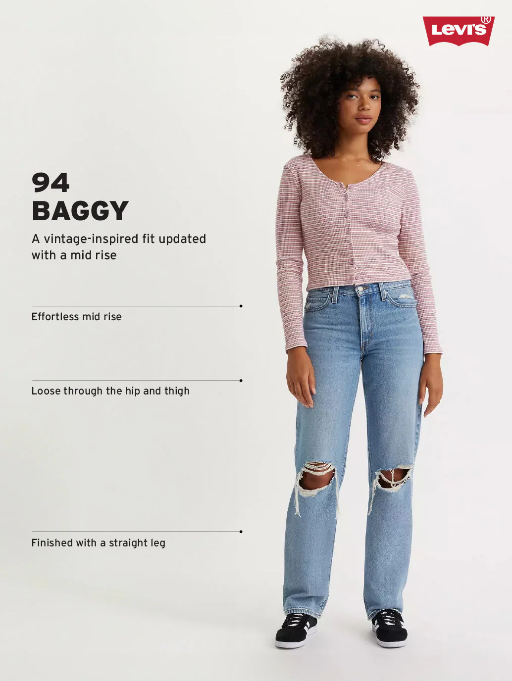 Women's 94 Navy Blue Baggy Wide Leg Fit Mid Rise Jeans - Image 4