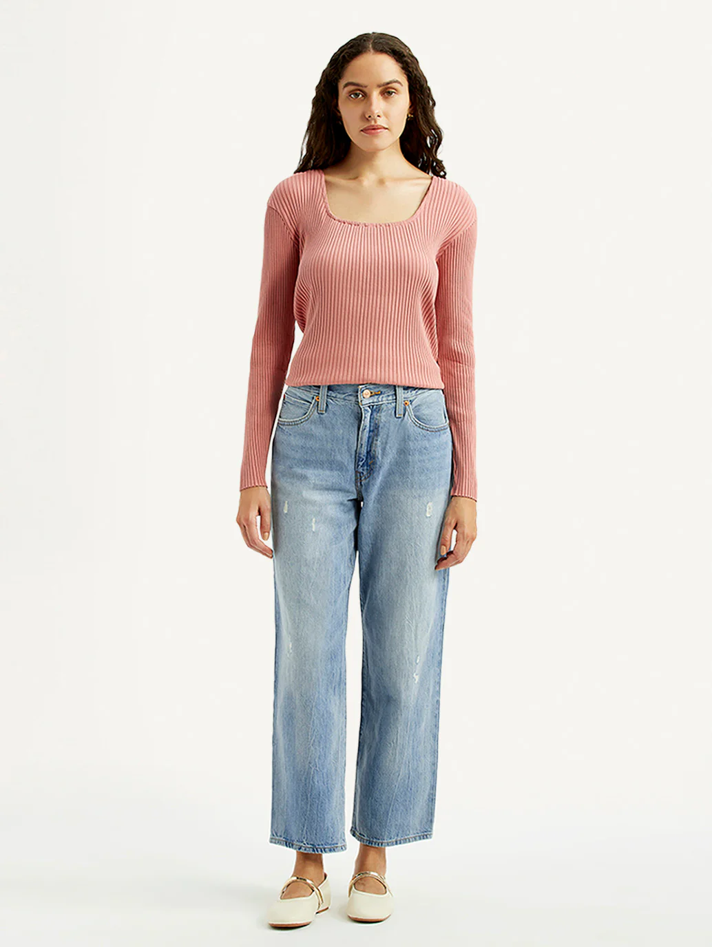 Women's 94 Light Blue Baggy Fit Mid Rise Jeans - Image 7