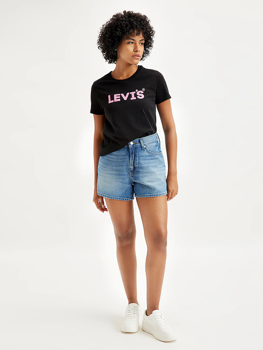 Women's Mid Rise Blue Relaxed Fit Denim Shorts - Image 3