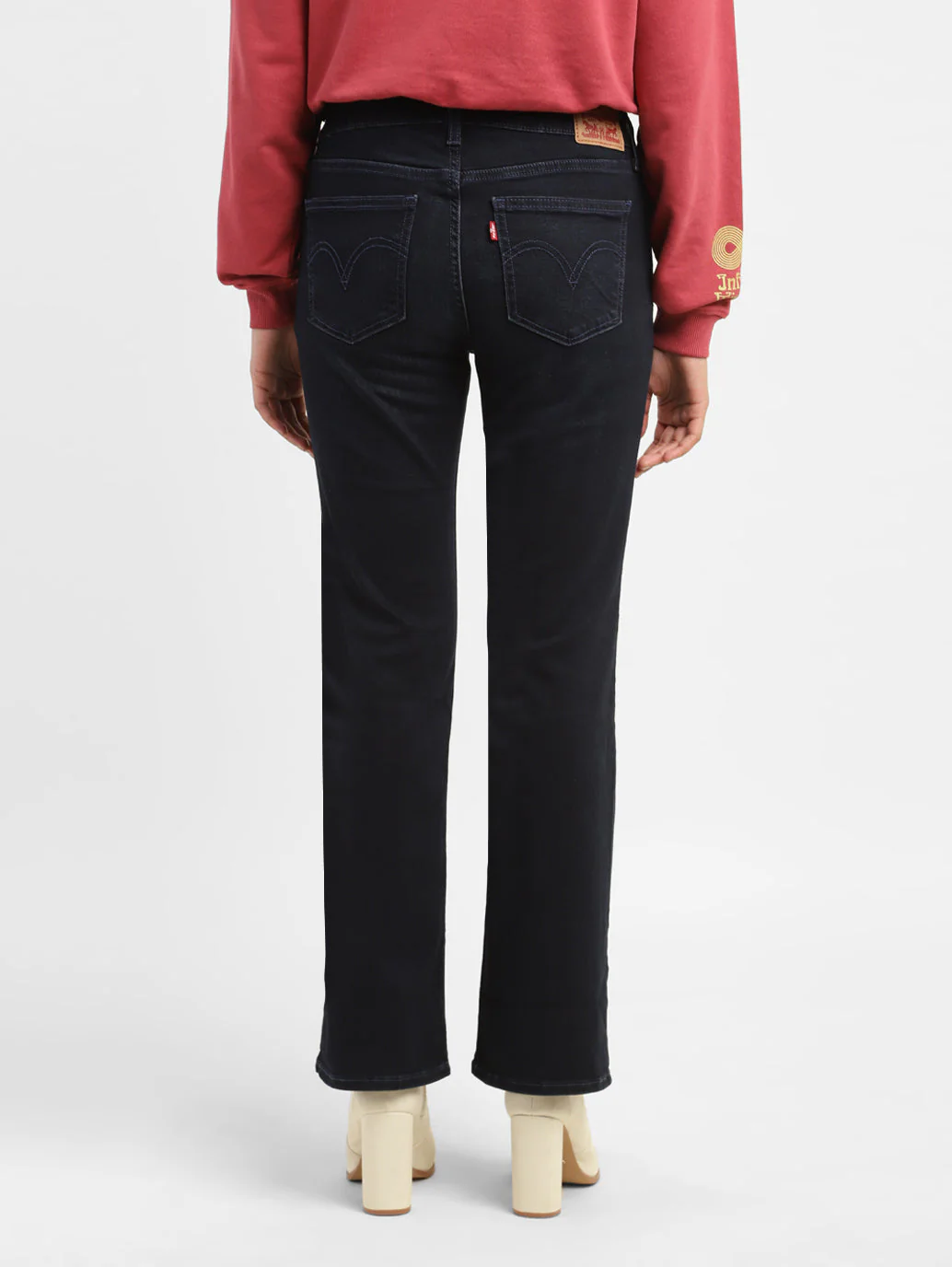 Women's Navy Blue Bootcut Fit Mid Rise Jeans - Image 3