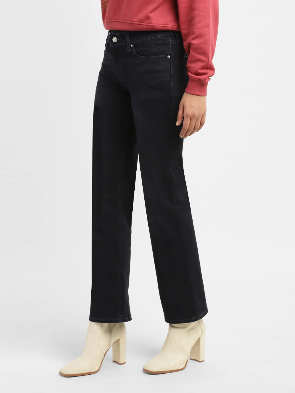 Women's Navy Blue Bootcut Fit Mid Rise Jeans - Image 4