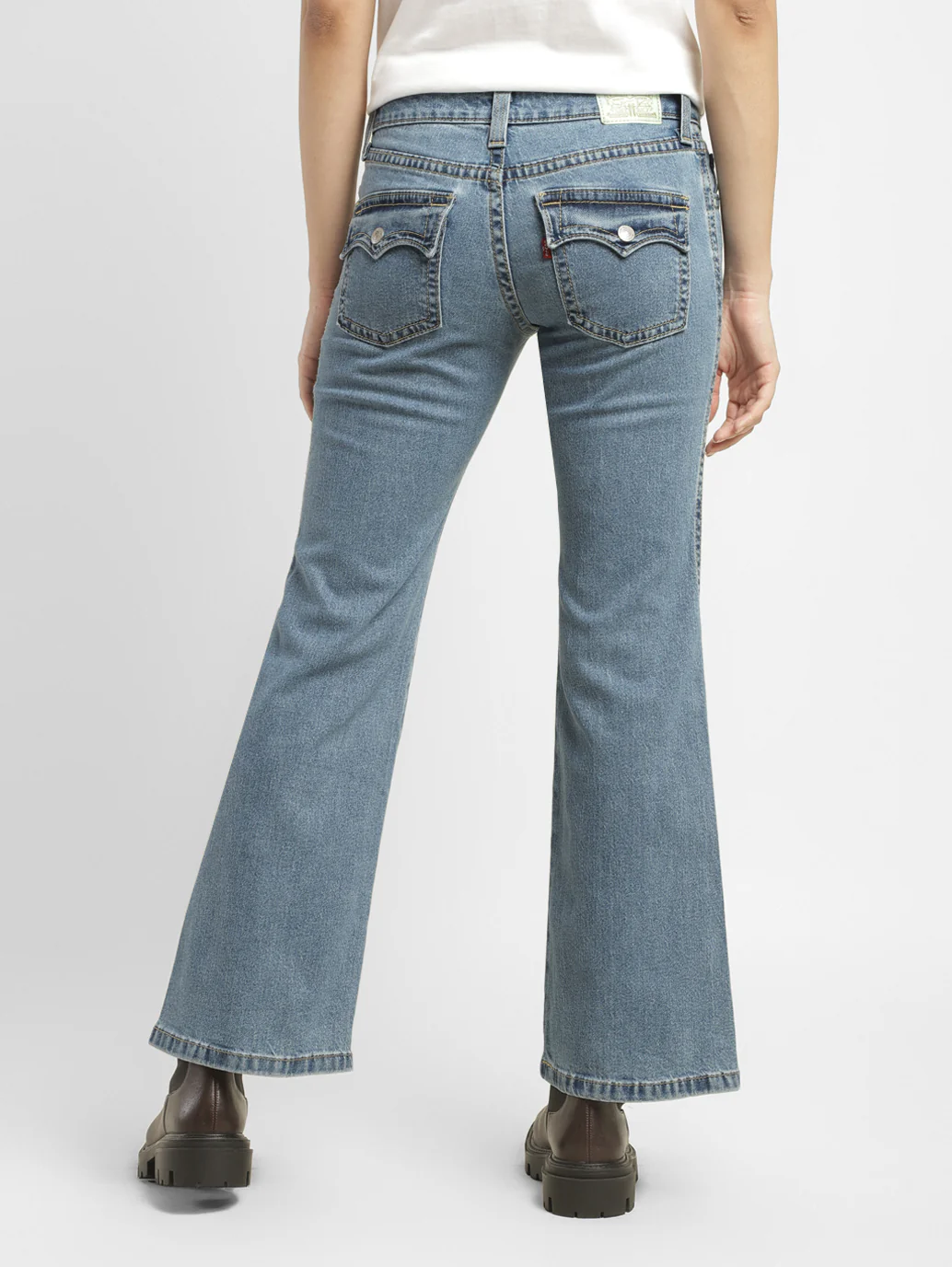 Women's Blue Bootcut Fit Mid Rise Jeans - Image 2
