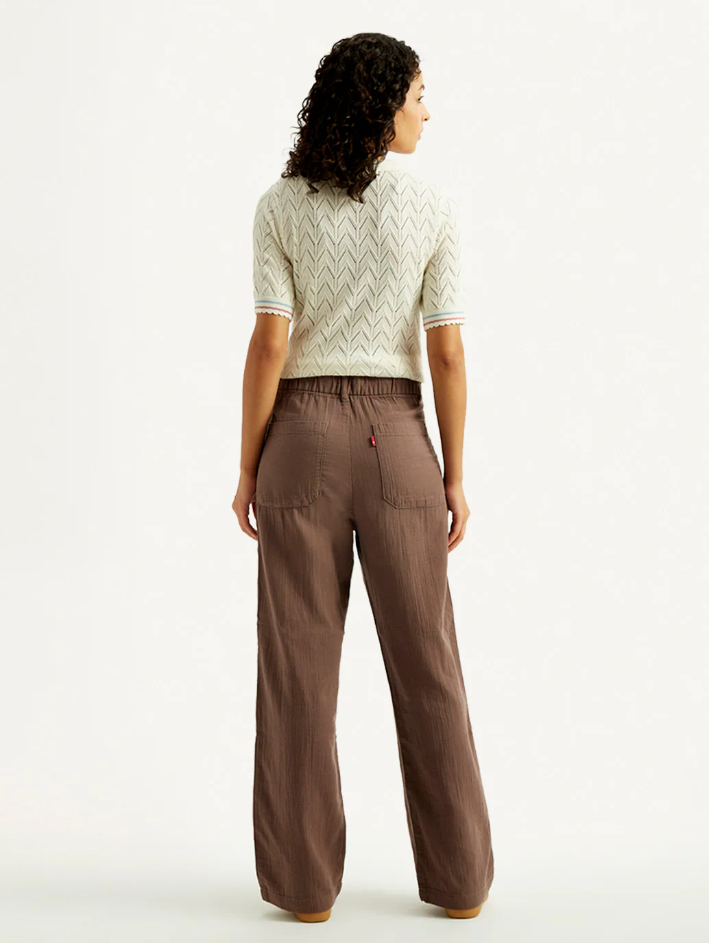 Women's Brown Loose Fit Mid Rise Trousers - Image 3