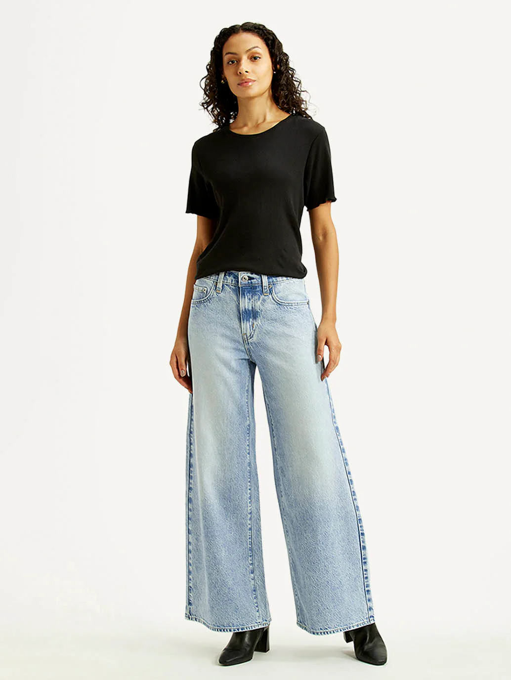 Women's 728 Light Indigo Wide Leg Fit Mid Rise Jeans - Image 2