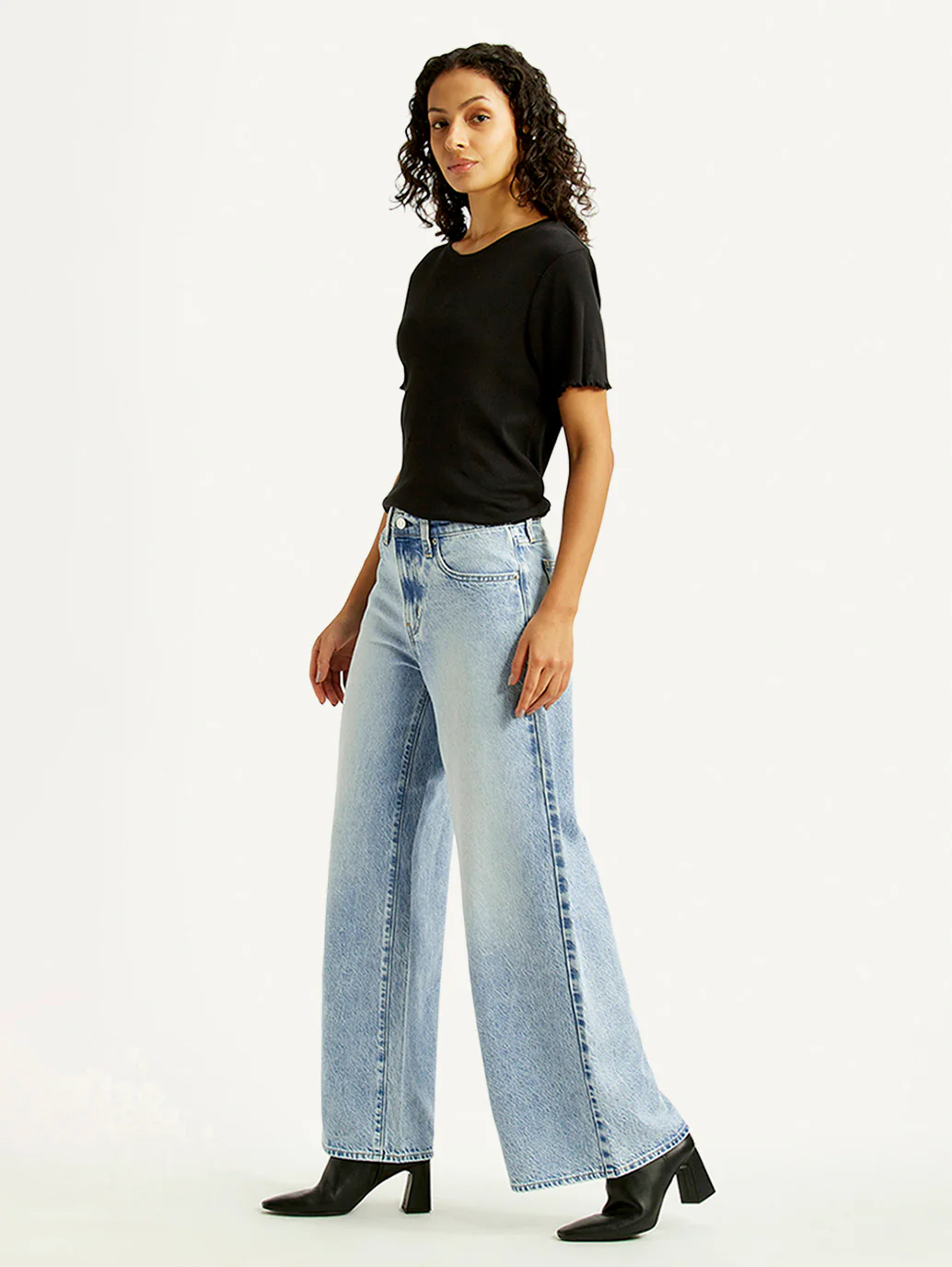 Women's 728 Light Indigo Wide Leg Fit Mid Rise Jeans - Image 6