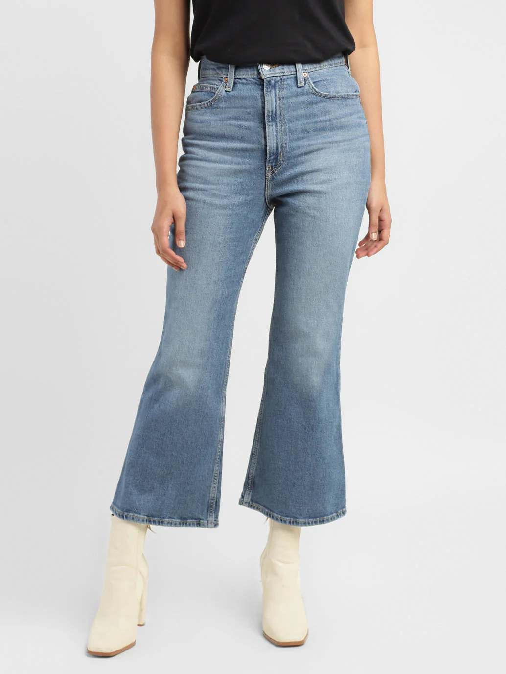 Women's 70s Blue Flared Fit High Rise Jeans - Image 2