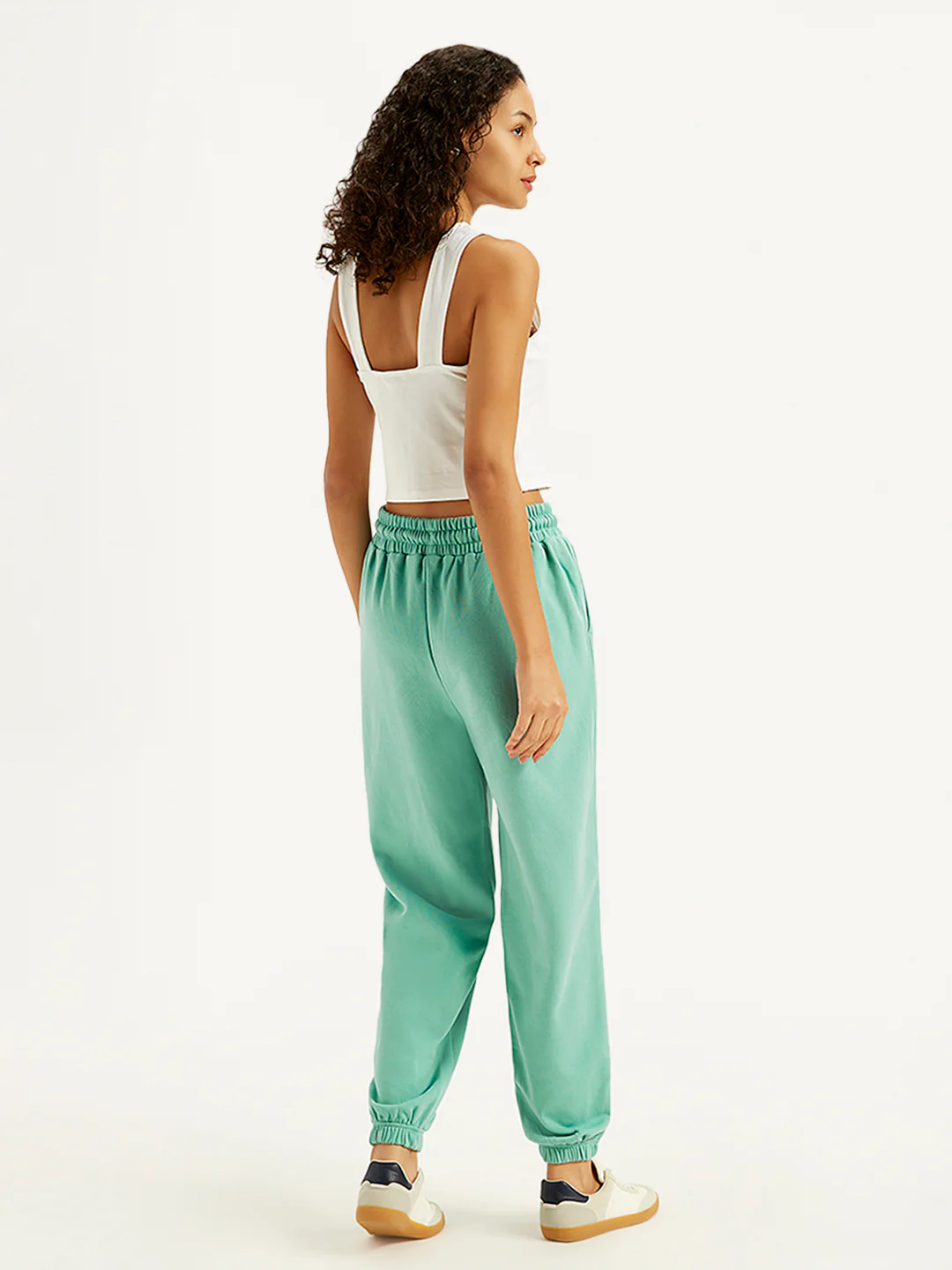 Women's Mid Rise Green Joggers - Image 2