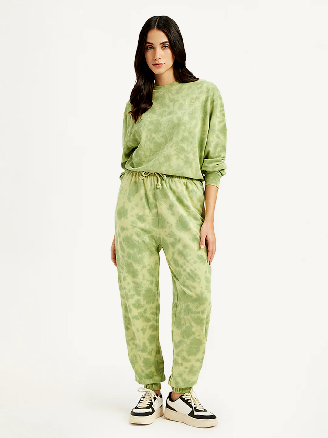 Women's Mid Rise Green Joggers - Image 2