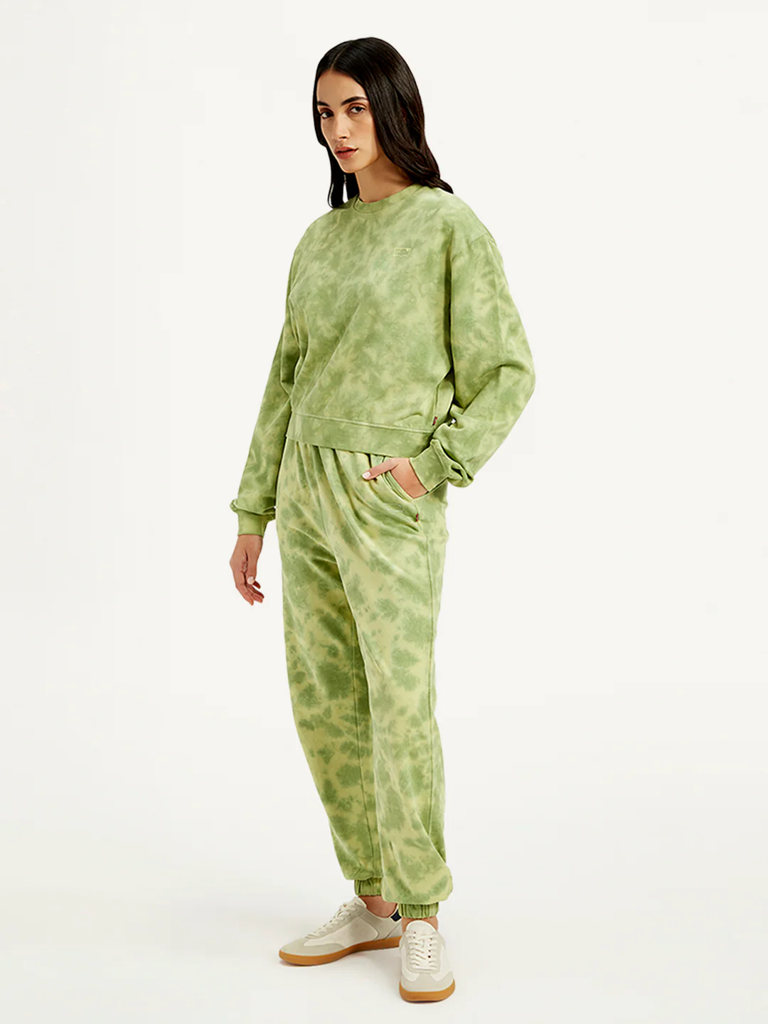 Women's Mid Rise Green Joggers - Image 4