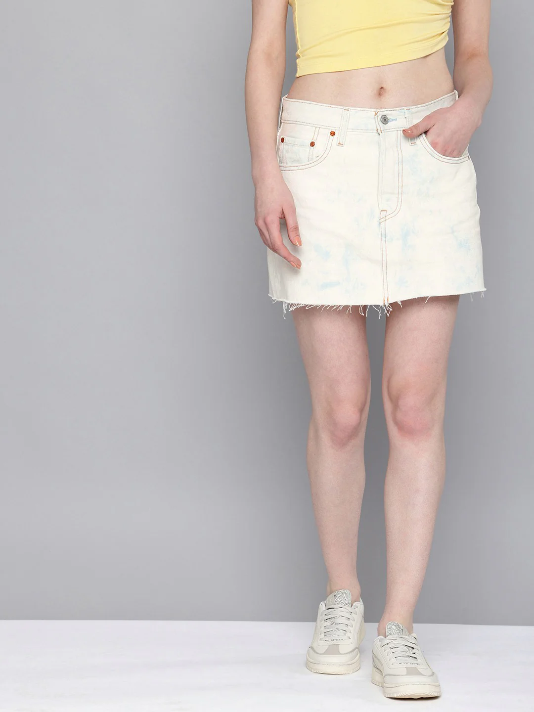 Women's Mid Rise Light Blue Regular Fit Denim Skirt - Image 4