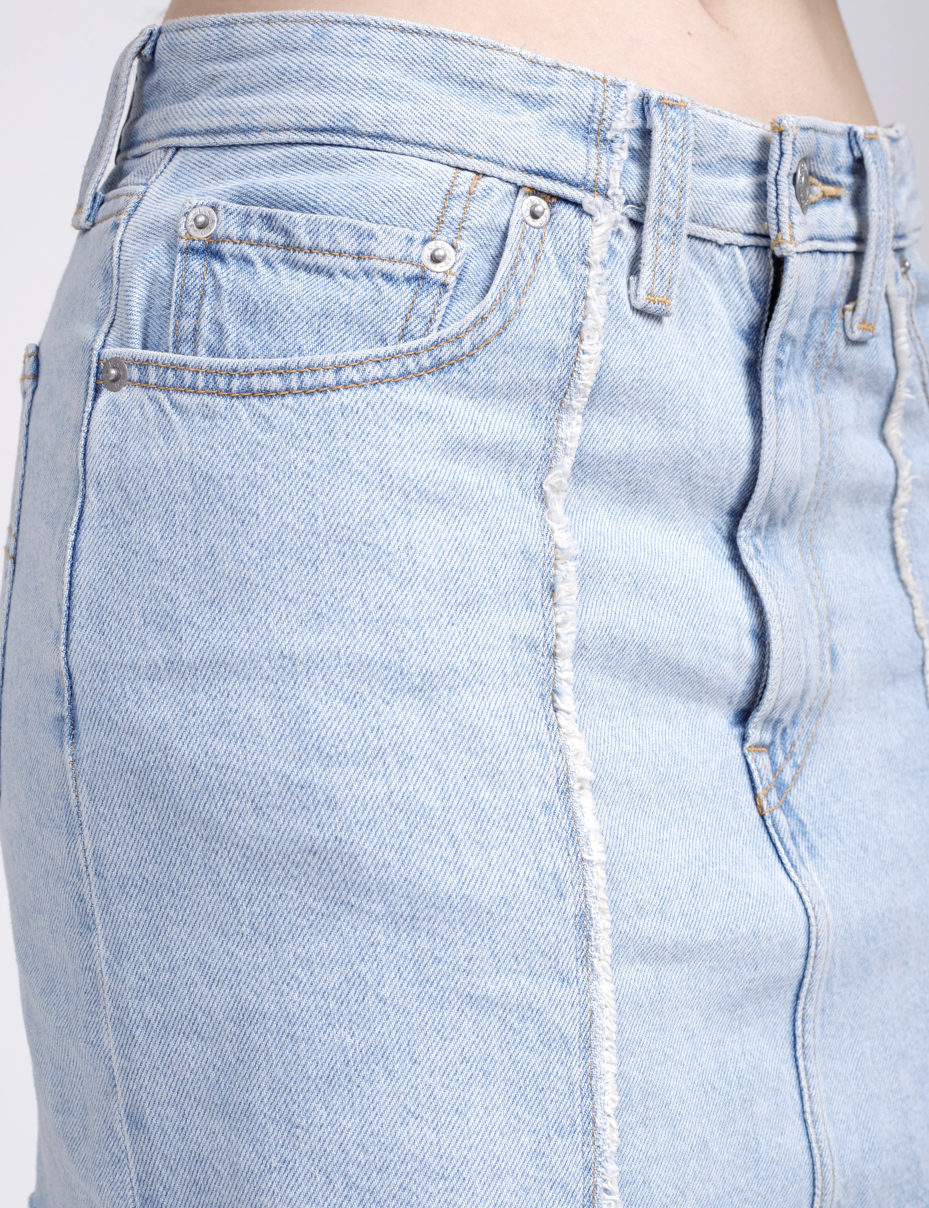Women's Mid Rise Light Blue Regular Fit Skirt - Image 3