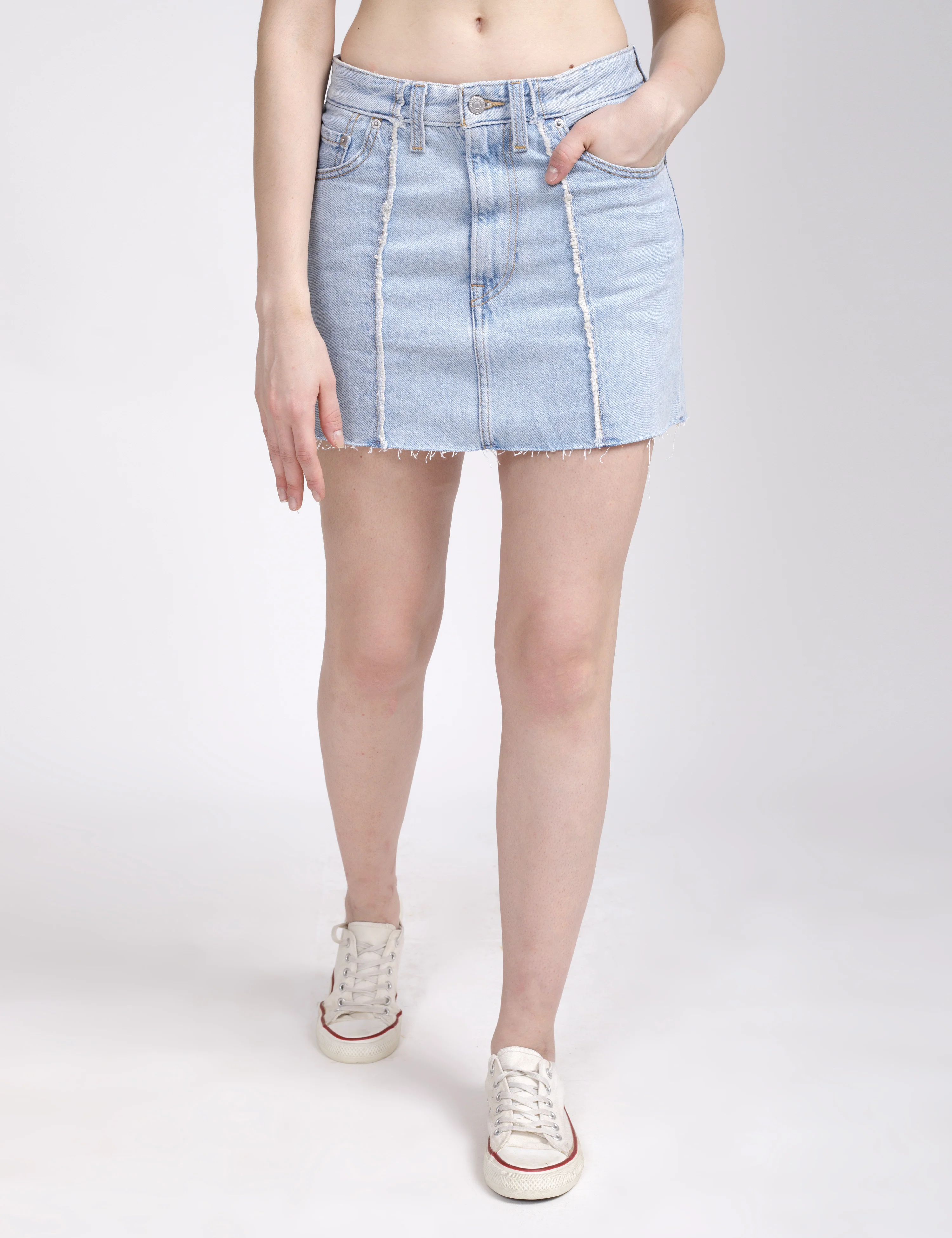 Women's Mid Rise Light Blue Regular Fit Skirt - Image 4