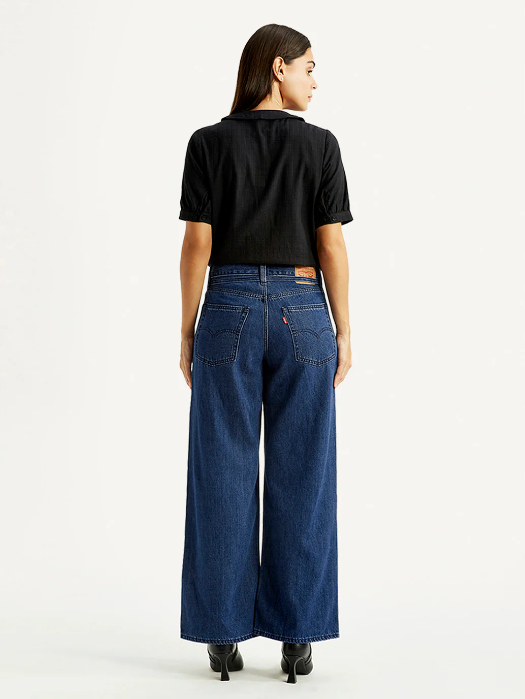 Women's Med Indigo XL Straight Loose Fit Mid Rise Jeans - Image 3