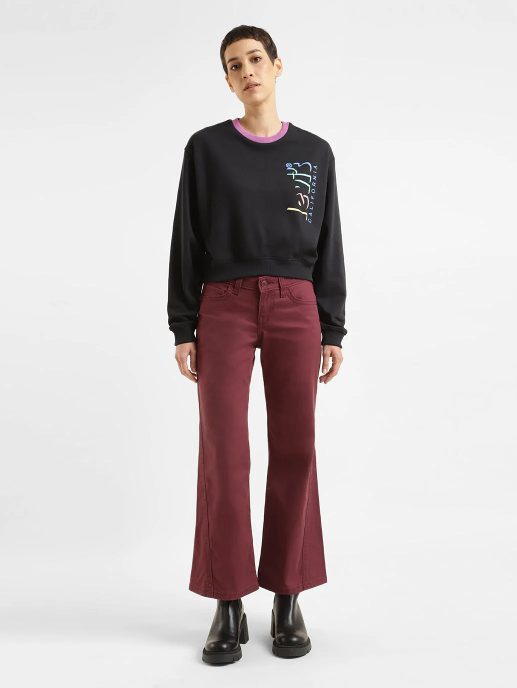Women's Mid Rise Maroon Relaxed Fit Trousers - Image 7