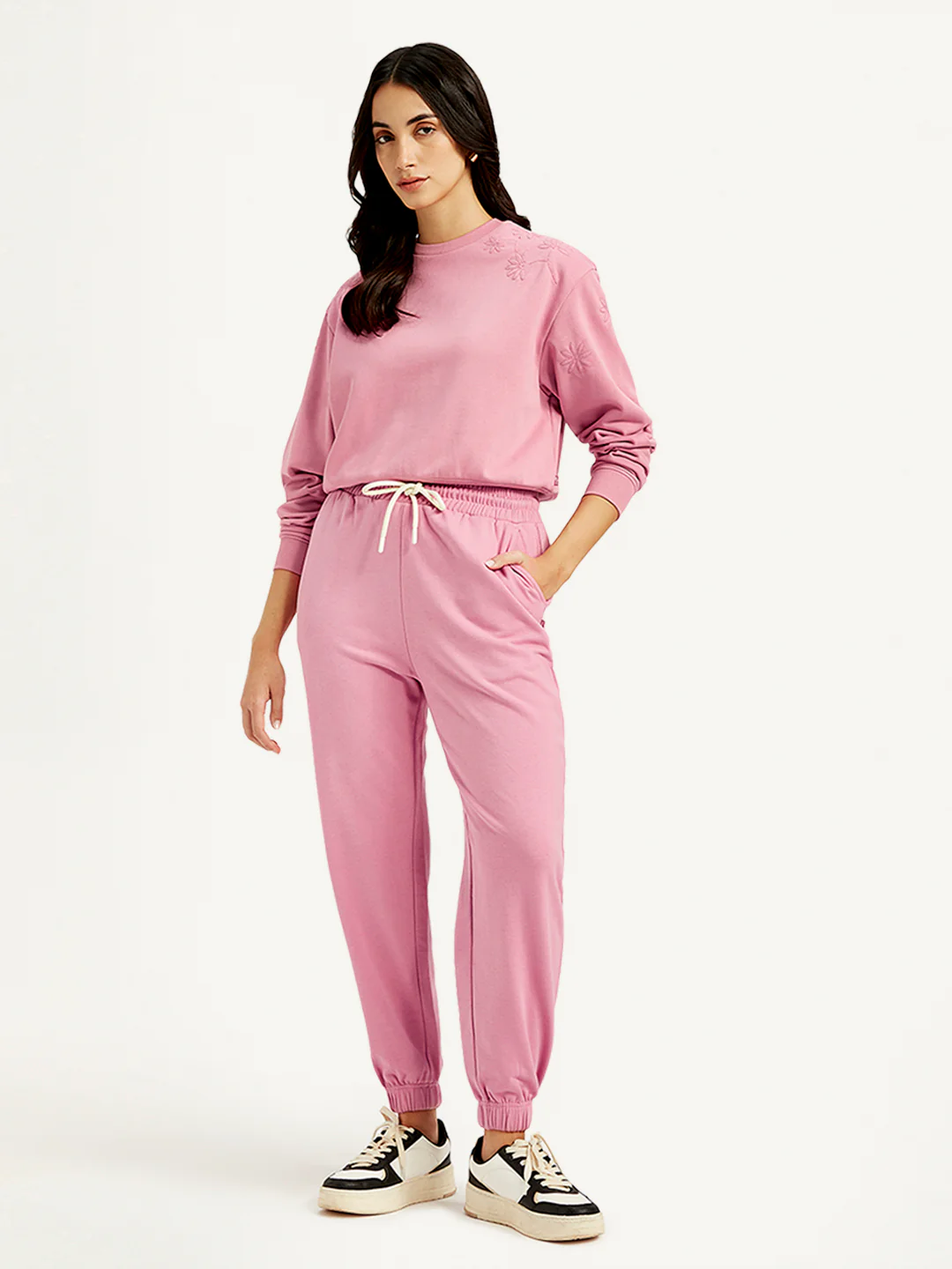 Women's Mid Rise Pink Joggers - Image 2