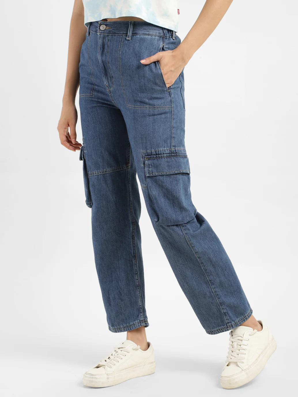 Women's Blue Bootcut Fit High Rise Jeans - Image 3