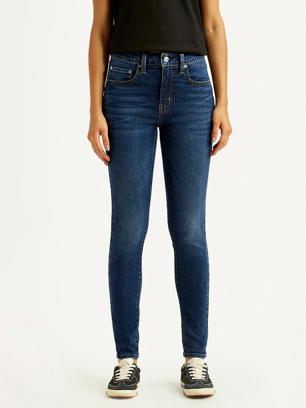 Women's 721 Dark Indigo Skinny Fit Mid Rise Jeans - Image 3