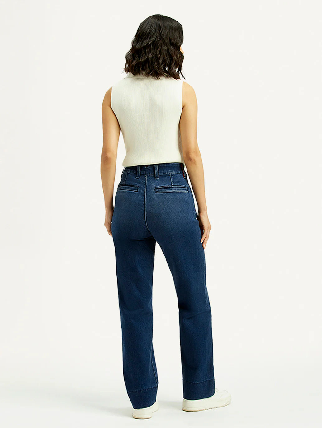Women's Redloop Dark Blue Ribcage Straight Fit High Rise Jeans - Image 3