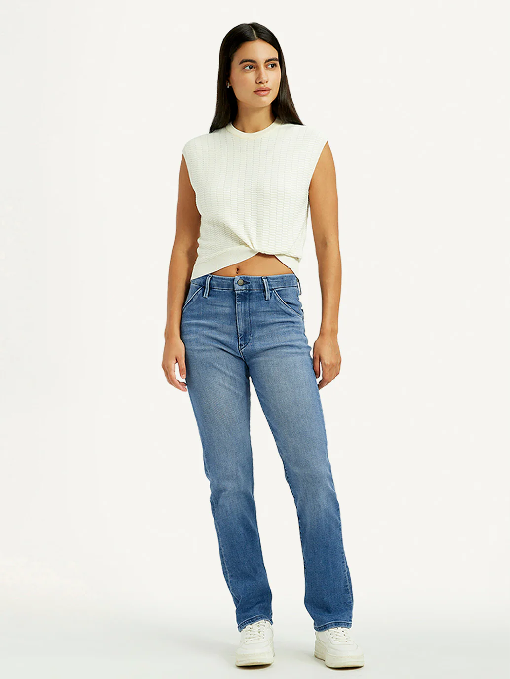 Women's Redloop Light Blue Wedgie Straight Fit Mid Rise Jeans