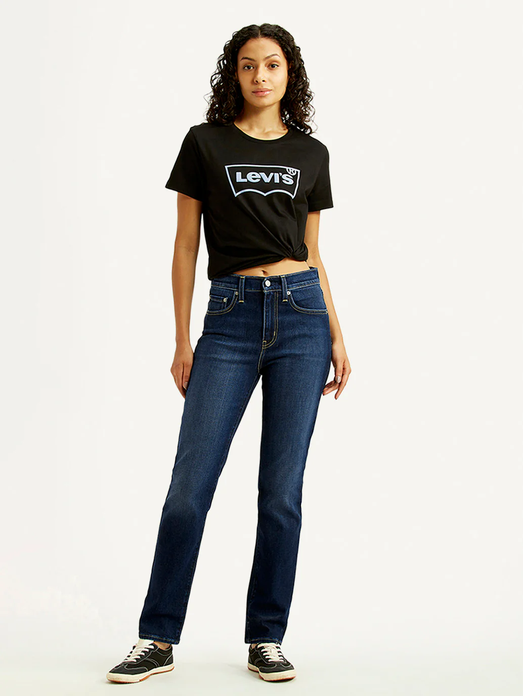 Women's 724 Dark Indigo Slim Straight Fit High Rise Jeans - Image 5