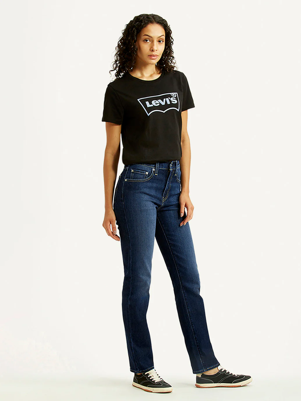 Women's 724 Dark Indigo Slim Straight Fit High Rise Jeans - Image 7