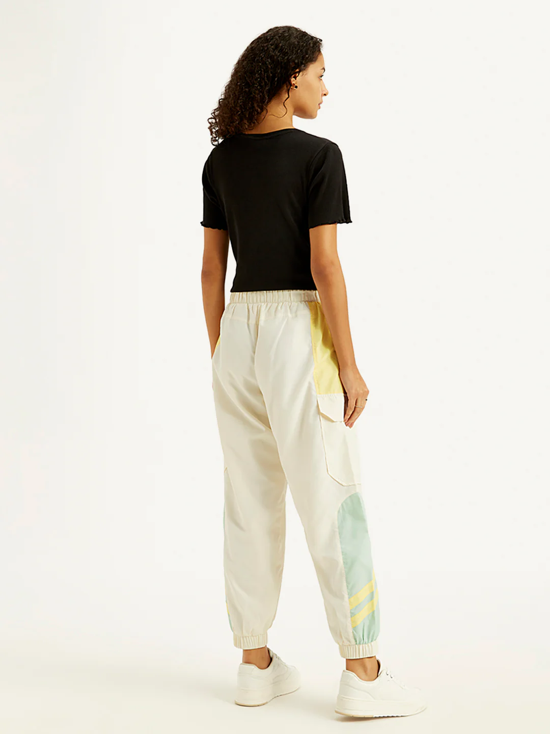 Women's Mid Rise White Track Pants - Image 2