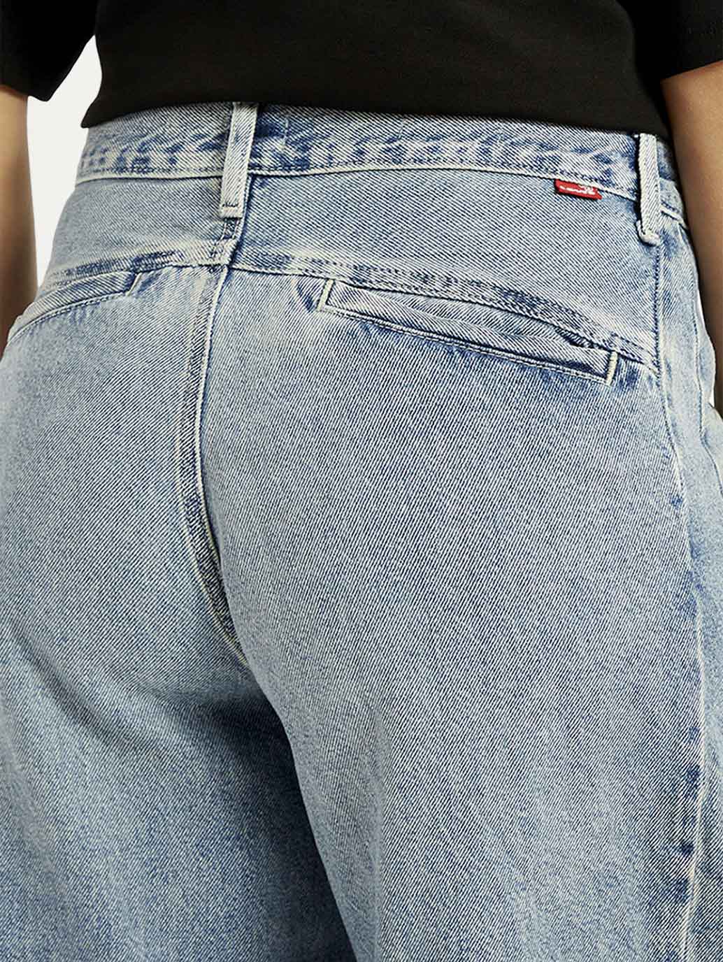 Women's Light Blue Super Baggy Barrel Loose Fit Mid Rise Jeans - Image 5